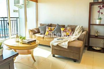 Living Room High Floor 3BR Apartment with City View at Thamrin Residence Apartment