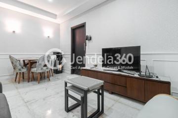 Living Room Compact 1BR Apartment Middle Floor with City and Front Park View at Lavenue Apartment