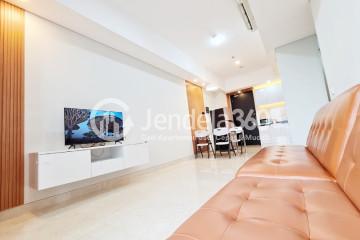 Living Room Restful 1BR Apartment Low Floor with City View at Southgate Residence