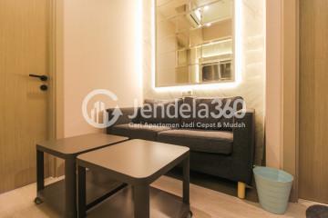 Living Room Middle Floor 1BR Apartment with City View at Fatmawati City Center Apartment