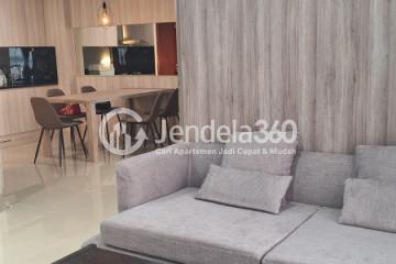 Living Room High Floor 2BR + Study Room Apartment with City View at Somerset Kencana Residence