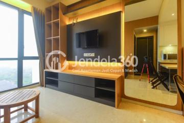 Living Room Compact 1BR Apartment Middle Floor with City View at Condominium Marigold Navapark Apartment