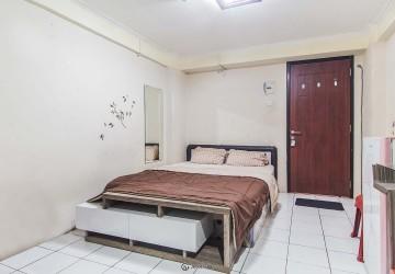 Bedroom Trendy Studio Apartment at Kebagusan City Apartment Tower C