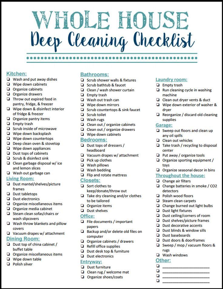 rental move out cleaning checklist