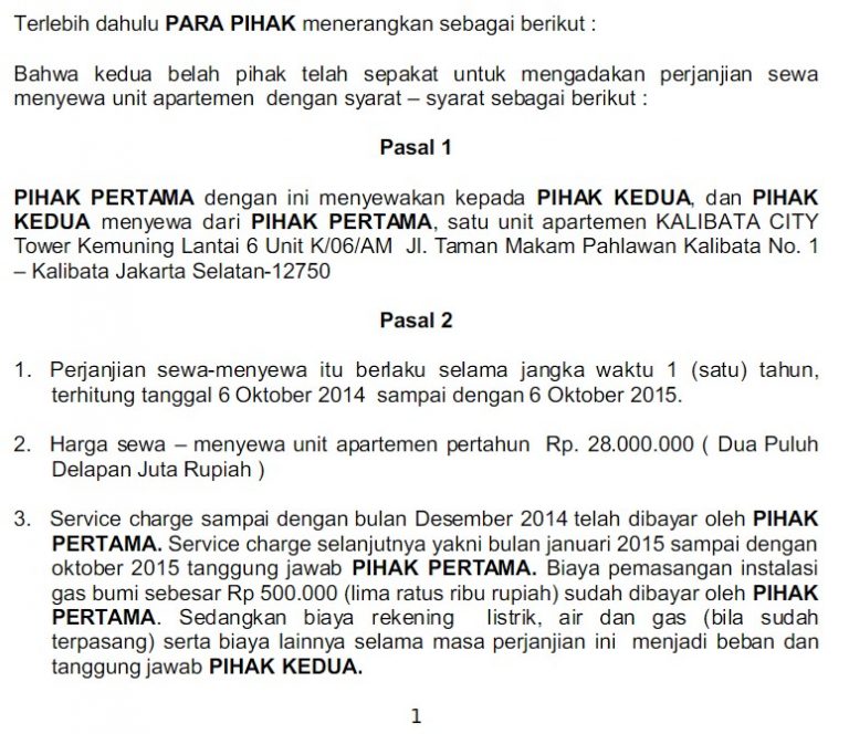 Panduan Cara Membuat Surat Perjanjian Sewa Apartemen Vrogue