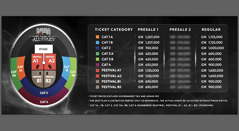 harga dan seat plan dewa all stars 2.0