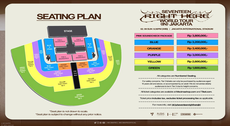 harga dan seat plan right here world tour jakarta