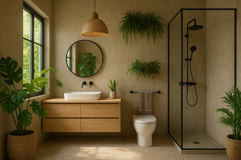 Desain Kamar Mandi Tropis