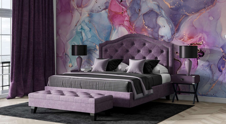 desain kamar tidur warna ungu