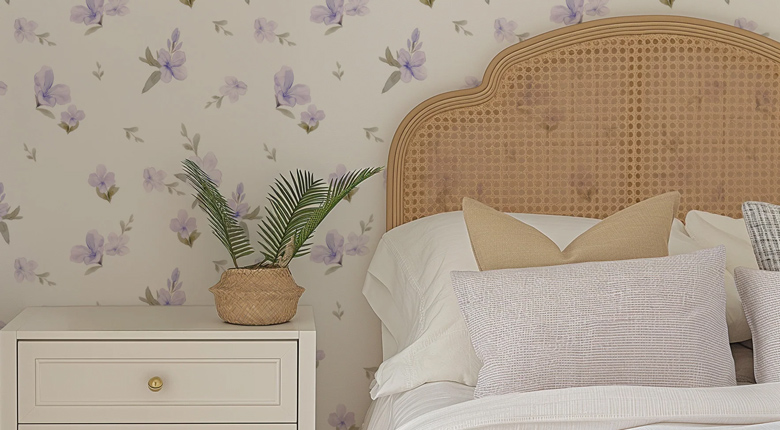 desain kamar tidur warna ungu